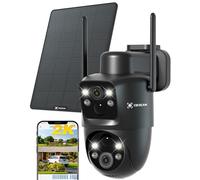 COCOCAM 2K Dual Lens Security Camera WiFi Outdoor Wireless, 10000mAh Battery, 6W Solar Panel, Dual PIR & AI Human Detection, Color Night Vision, 355°P 90°T, AES 128 Encryption, IP66, 2.4G WiFi