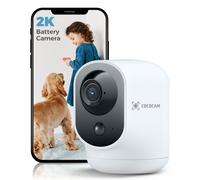 COCOCAM 2K Indoor Pan Tilt Security Camera WiFi with 5200mAh Battery, Wireless for Baby Monitor Pet Home Security, AI Recognition, PIR Human Detection, Works with Alexa, 2.4G WIFI