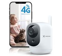 COCOCAM 4G Indoor Security Camera Wireless with 6000mAh Battery, 355°P 90°T, 2K 4G Camera for Baby/Pet/Old, with IR Night Vision, PIR Human Detection, Works with Alexa, Built-in SIM Card (No WiFi)