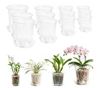 Cococheers Clear Orchid Pots With Drainage,12pack 10cm/14cm/18cm 21cm Plastic Plant Pots-Transparent Nursery Pots For Orchids,Succulents,Indoor House Plants