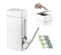 Cococheers Slim Bathroom Bin With Lid,White 4.5 Litre Toilet Bin with Lid Combined with A Toilet Brush,Comes with 60 Garbage Bags,Suitable for Bathrooms,Bedrooms and Other Small Spaces