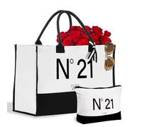 CoCoCherry 21st Birthday Gifts For Her - 21st Birthday Gifts for Women Canvas Tote Bag with Makeup Bag, 21st Birthday Ideas Combination Bag, °21 EST.2004. beautiful Gifts for 21st Birthday Female
