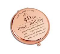 CoCoCherry 40th Birthday Gifts for Women - Compact Pocket Makeup Mirror, Tabletop Mount, Home Mirror, 7.2L x 6.5W cm, 40th