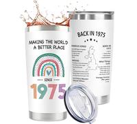 CoCoCherry 50th Birthday Gifts for Women, 50th Birthday Personalised Gifts Mugs, 50th Birthday Gift Perfect Ideas for Mom, Wife, Bestie, Best Friends, Sister,Back in 1975 Old Time Information
