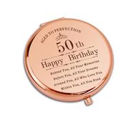 CoCoCherry 50th Birthday Gifts for Women - Compact Pocket Makeup Mirror, Funny 50th Birthday Gifts, Travel Gifts For Her, Unique Birthday Gifts Stuff For Her