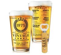 CoCoCherry 50th Birthday Gifts Men - 1975 Vintage Beer Glass, Birthday Gifts for Men, Idea Gift Beer Glass for Dad, Husband, Colleague, Friend, and Family