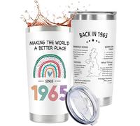 CoCoCherry 60th Birthday Gifts for Women, 60th Birthday Personalised Gifts Mugs, 60th Birthday Ideas Gift for Mum, Wife, Bestie, Sisters, Best Friends, Back in 1965 Old Time Information