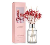 COCODOR Flower Reed Diffuser set / 100ml / Black Cherry/Scent Diffuser with Sticks Home Fragrance Reed Diffuser for Bathroom Shelf Decor