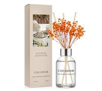COCODOR Flower Reed Diffuser set / 100ml / Dark Vanilla&Sandalwood/Scent Diffuser with Sticks Home Fragrance Reed Diffuser for Bathroom Shelf Decor
