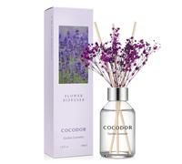 COCODOR Flower Reed Diffuser set / 100ml / Garden Lavender/Scent Diffuser with Sticks Home Fragrance Reed Diffuser for Bathroom Shelf Decor