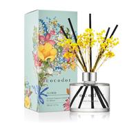 COCODOR Flower Reed Diffuser set / 6.7oz / Lemon Eucalyptus/Scent Diffuser with Sticks Home Fragrance Reed Diffuser for Bathroom Shelf Decor
