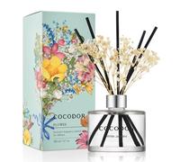 COCODOR Flower Reed Diffuser Set / 6.7oz / White Jasmine Scent Home Fragrance for Bathroom Shelf Decor