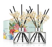 COCODOR Preserved Flower Reed Diffuser/White Jasmine/6.7oz/2Pack / Home Fragrance Scent Essential Oil Stick Diffuser for Bedroom Bathroom Home Décor