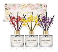 COCODOR Real Flower Reed Diffuser Set of 3/Black Cherry,Lemon Eucalyptus,Garden Lavender/1.6oz Each Pack/Home Fragrance Diffuser, Oil Scent Diffuser for Bathroom Shelf Decor