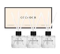 COCODOR Signature Collection Reed Diffuser Set of 3/White Jasmine, Garden Lavender, Black Cherry/50ml Each Pack/Home Fragrance Diffuser, Oil Scent Diffuser for Bathroom Shelf Décor