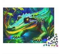 Cocodrilo 1000 Piece Puzzles Beautiful View Neon Green Croc Decoration Puzzle Educational Game for Men And Women Challenging Jigsaw Jigsaw Puzzles for Adults 38x26cm/1000pcs