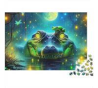 Cocodrilo 1000 Pieces Puzzles Beautiful View Moonlit Swamp Croc Decoration Puzzle Decompression Jigsaw for Men And Women Challenging Puzzles Jigsaw Puzzles for Adults 52x38cm/1000pcs