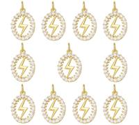 COCOGCHARGER 10Pcs Gold Lightning Charms for Jewellery Making Cute Small Crystal Celestial Charms Brass Cubic Zirconia Flash Lightning Bolt Charm for Bracelet Earring Necklace DIY Crafts