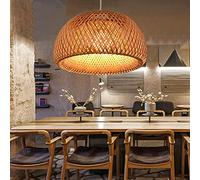COCOL Vintage Weaving Pendant Lights Natural Bamboo and Rattan Wicker Ceiling Pendant Lighting Shade Hanging Lamp E27 Restaurant Tea Room Bedroom Living Room Cafe Pendant Lamp Chandelier,45cm