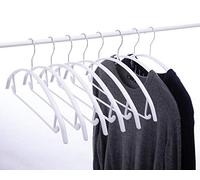 Cocomaya 16.5 Inch White No Shoulder Bumps Non-Slip Rubber Coated Contour Metal Hanger, Sweater & T-Shirt Hanger with Pants Bar Pack of 10