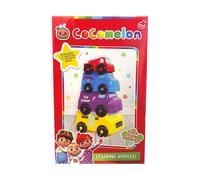 Cocomelon 4 Fun Stacking Vehicles Cars & 1 Sticker Sheet
