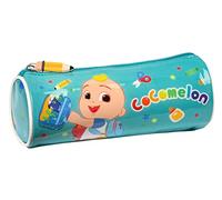 COCOMELON Back to Class - Round Pencil Case Easy Clean, Children's Pouch, Ideal for Children 5 to 14 Years, Comfortable and Versatile, Quality and Strength, 20x7x7 cm, Blue Clear, Estándar, Casual