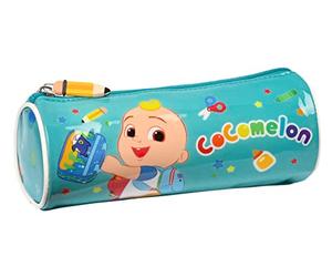 COCOMELON Back to Class - Round Pencil Case Easy Clean, Children's Pouch, Ideal for Children 5 to 14 Years, Comfortable and Versatile, Quality and Strength, 20x7x7 cm, Blue Clear, Estándar, Casual
