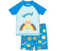 CoComelon Swimsuit for Boys | Blue JJ Character Musical Beach Two-Piece Top Shorts Bathing Suit Swim Set | Kids Nursery Rhymes Songs 3-4 Years