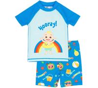 CoComelon Swimsuit for Boys | Blue JJ Character Musical Beach Two-Piece Top Shorts Bathing Suit Swim Set | Kids Nursery Rhymes Songs 5-6 Years