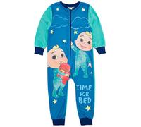 Cocomelon Boys Onesie in Blue | Kids All In One Fleece Pyjama Loungewear | Fun JJ Time for Bed Cosy PJs Sleepsuit Nightwear | Soft Comfortable Pajama Bodysuit Romper Merchandise Gift for Children