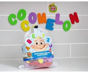 CoComelon Foam Bath Letters & Numbers | 38 Piece Educational Bath Toy Set | ABC & 123 Learning Toys for Toddlers | Sticks to Tiles & Bath Walls | Includes Storage Bag