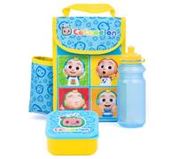 CoComelon Lunch Box 3 Piece Set for Kids | Boys Girls Blue Yellow JJ Insulated Bag, Water Bottle & Snack Pot Merchandise