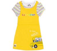 CoComelon Pinafore Dress For Children Toddlers | Girls Yellow Dungaree With Striped T-Shirt | JJ Ello Pepe Boba Kiki Animal Characters | Nursery Rhymes Songs