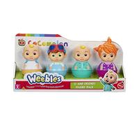 Cocomelon Weebles 4 Figure Pack, chunky moulded figures, JJ, moonbug, preschool imaginative play, blue