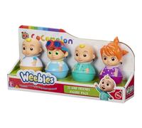 Cocomelon Weebles 4 Figure Pack JJ in blue sleeved top, JJ in pyjamas, Tom Tom and YoYo