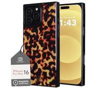 Cocomii - Rectangle Case Compatible with iPhone 16 Pro Max - Compatible with MagSafe, Classic Tortoise Shell, Elegant Animal Print, Magnetic Phone Case for iPhone 16 Pro Max 6.9 inch, Black/Amber
