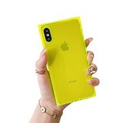 Cocomii Square Clear iPhone XR Case, Slim Thin Glossy Soft Flexible TPU Silicone Rubber Gel Trunk Box Square Edges Fashion Phone Case Bumper Cover Compatible with Apple iPhone XR 6.1" (Neon Yellow)