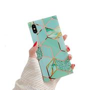 Cocomii Square Geometric Marble iPhone XS Case (Green/Glitter)