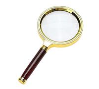 COCOMK Handheld Magnifier 6X Magnification, Red, 80mm Lens, Solid Wood Handle