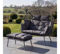 Cocona 2 Seat Standing Egg Chair And Stool - Grey