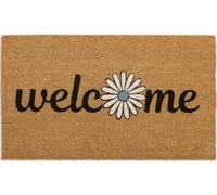 COCONIQ Coir Door Mats 43x76 cm, Non-Slip Sturdy, PVC Backed Heavy Duty, Easy to Clean, Ideal for Door Entrance, Patio, Porch, Backyard, Garages, Welcome with Blue Daisy