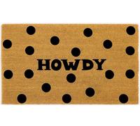 COCONIQ Coir Door Mats 43x76 cm, Non-Slip Sturdy, PVC Backed Heavy Duty, Easy to Clean, Ideal for Door Entrance, Patio, Porch, Backyard, Garages, Howdy Black Circles