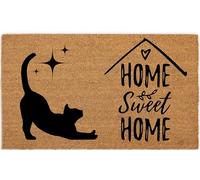 COCONIQ Coir Door Mats 43x76 cm, Non-Slip Sturdy, PVC Backed Heavy Duty, Easy to Clean, Ideal for Door Entrance, Patio, Porch, Backyard, Garages, Home Sweet Home, with Cats