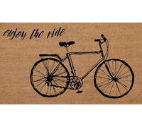 COCONIQ Coir Door Mats 43x76 cm, Non-Slip Sturdy, PVC Backed Heavy Duty, Easy to Clean, Ideal for Door Entrance, Patio, Porch, Backyard, Garages, Enjoy the Ride Vintage Bicycle