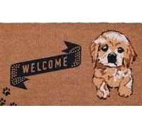 COCONIQ Coir Door Mats 43x76 cm, Non-Slip Sturdy, PVC Backed Heavy Duty, Easy to Clean, Ideal for Door Entrance, Patio, Porch, Backyard, Garages, Cute Little Puppy Welcome