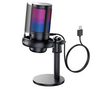 COCONISE Gaming Microphone, USB PC Mic for Podcasts Videos, Streaming, Condenser Mic with Quick Mute, Tripod Stand, Pop Filter, RGB Indicator, Shock Mount, Rotate gain button, Compatible with PS4/5/PC