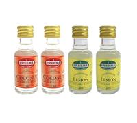 Coconut and Lemon Flavoring Essence - 4X28ml - For Baking and Cooking Alcohol-Free Liquid with Smooth Aroma and Strong Taste - Suitable for Vegetarians