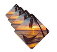 Coconut Beach Sunset Hammock Car Air Freshener Cards for Women Men 4 Pack Cute Car Accessories Long Lasting Scent Car Diffuser Hanging Auto Aromatherapy Tablets Car Fresheners Gifts