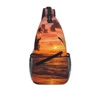 Coconut Beach Sunset Hammock Crossbody Sling Bag Crossbody Shoulder Chest Bag Shoulder Strap Waist Fanny Pack Men Women