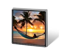 Coconut Beach Sunset Hammock Lapel Pin Fashion Brooch Pin Cute Button Badges Square Button Pins Enamel Pins Metal Pinback for Hat Shirt Clothing Bags Decoration